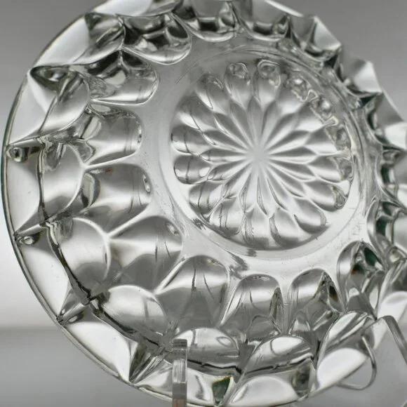 RETRO Glass Ashtray | Vintage 1970s Pressed Glass Heavy Ashtray | Unique Barware - Picture 6 of 7